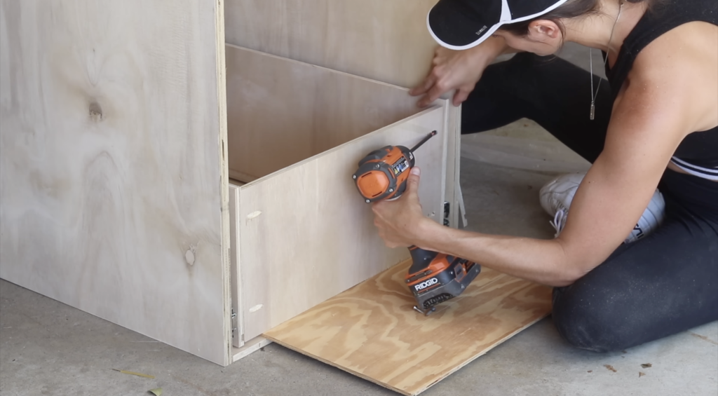 drilling the front piece of the drawer 